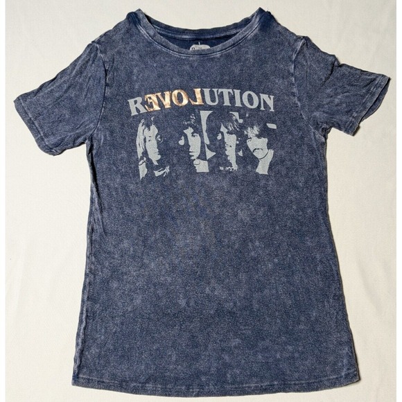 The Beatles Tops - THE BEATLES REVOLUTION Juniors M‎ (7-8) Blue Rayon Stretch Graphic T-Shirt NEW